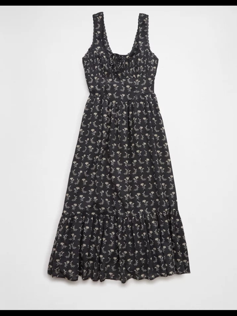 American Eagle Corset Floral Tie-Front Midi Dress in Dark Blue - Picture 5 of 10